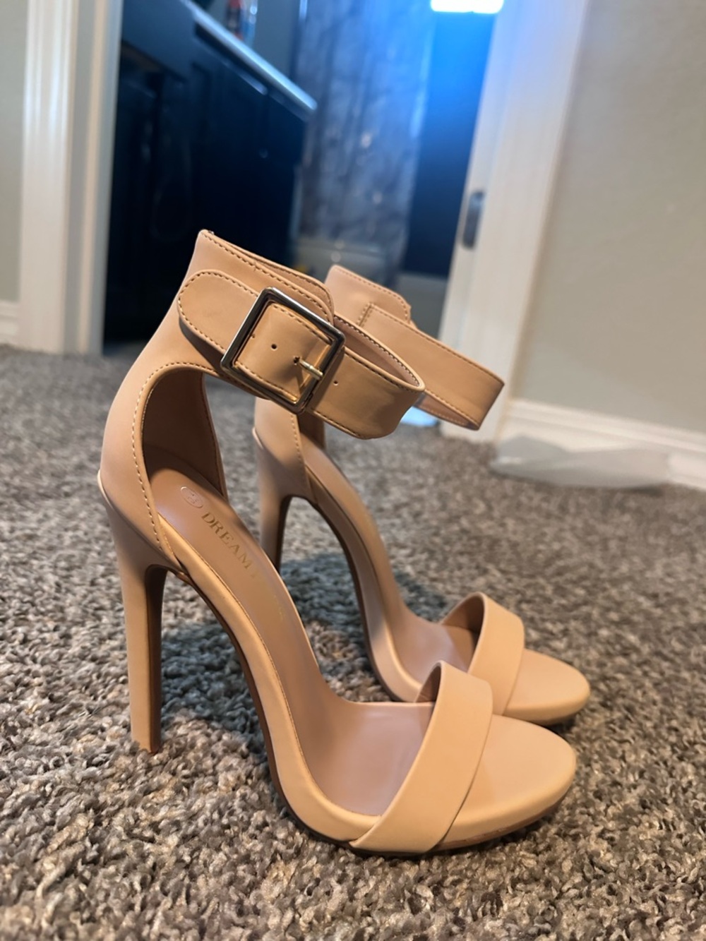 Dream Pairs Nude Ankle-Strap Stiletto Heels